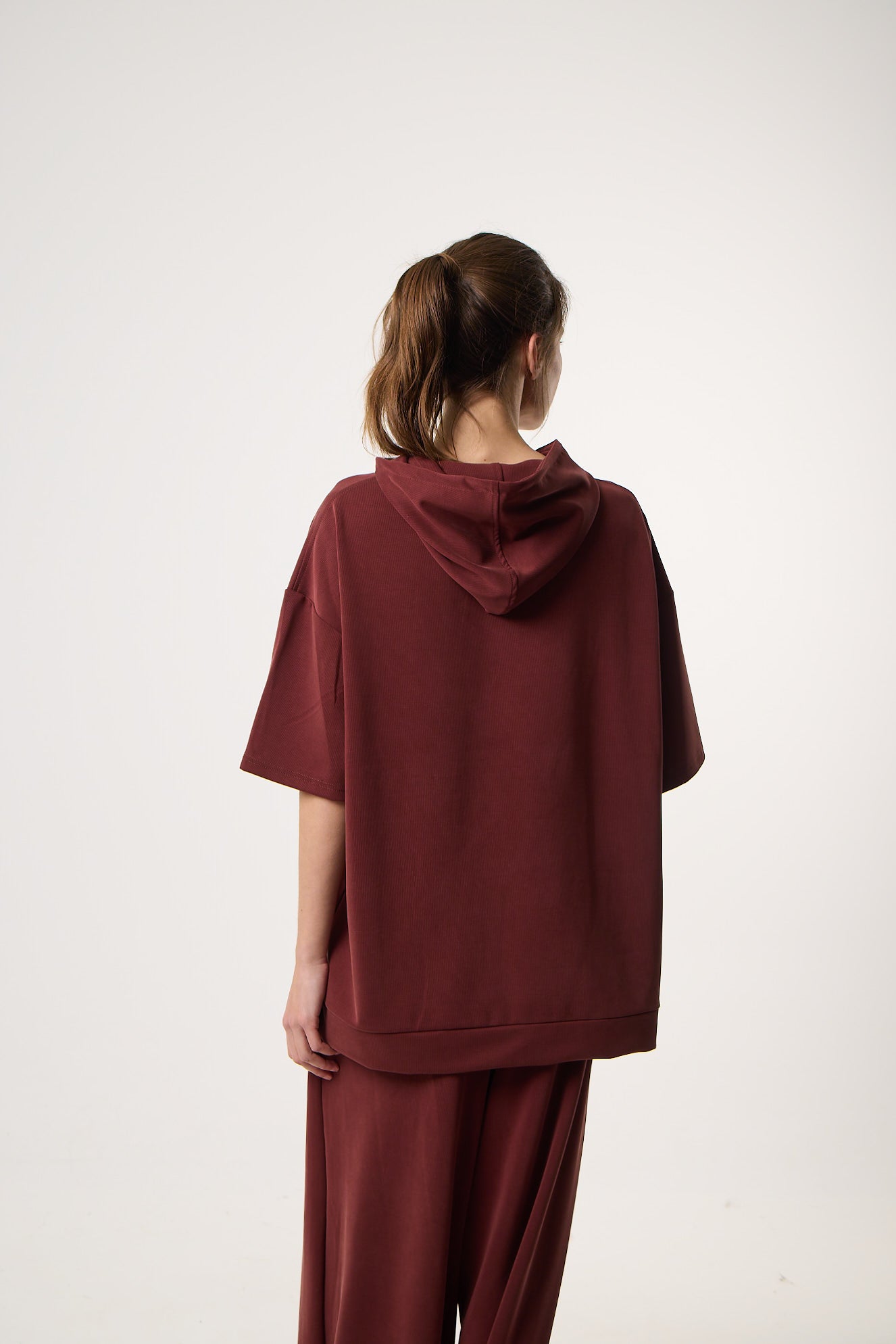 Casual Flow Sweatshirt με Κουκούλα | Wine