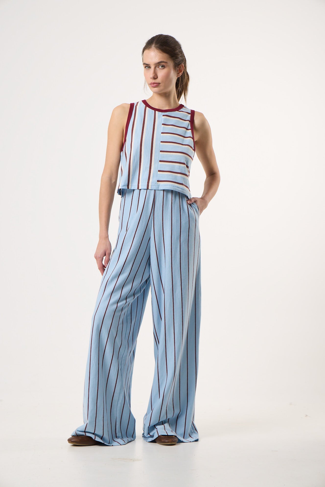 Παντελόνι φόρμας Daily Stripes | Powder Blue