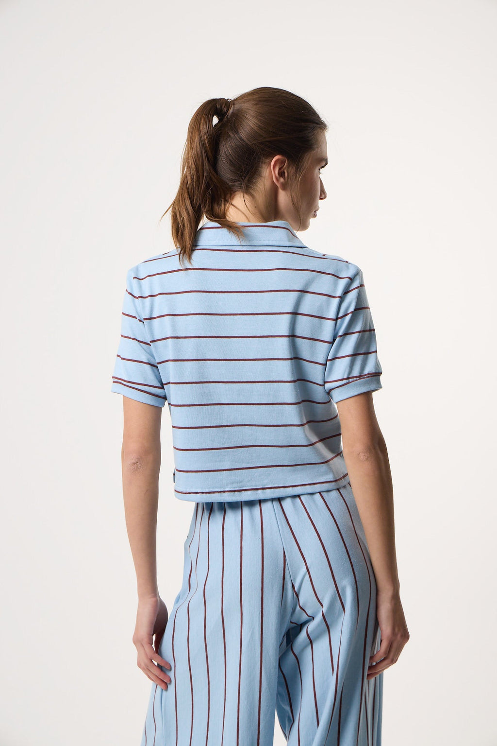 Top με Πόλο γιακά Daily Stripes | Powder Blue