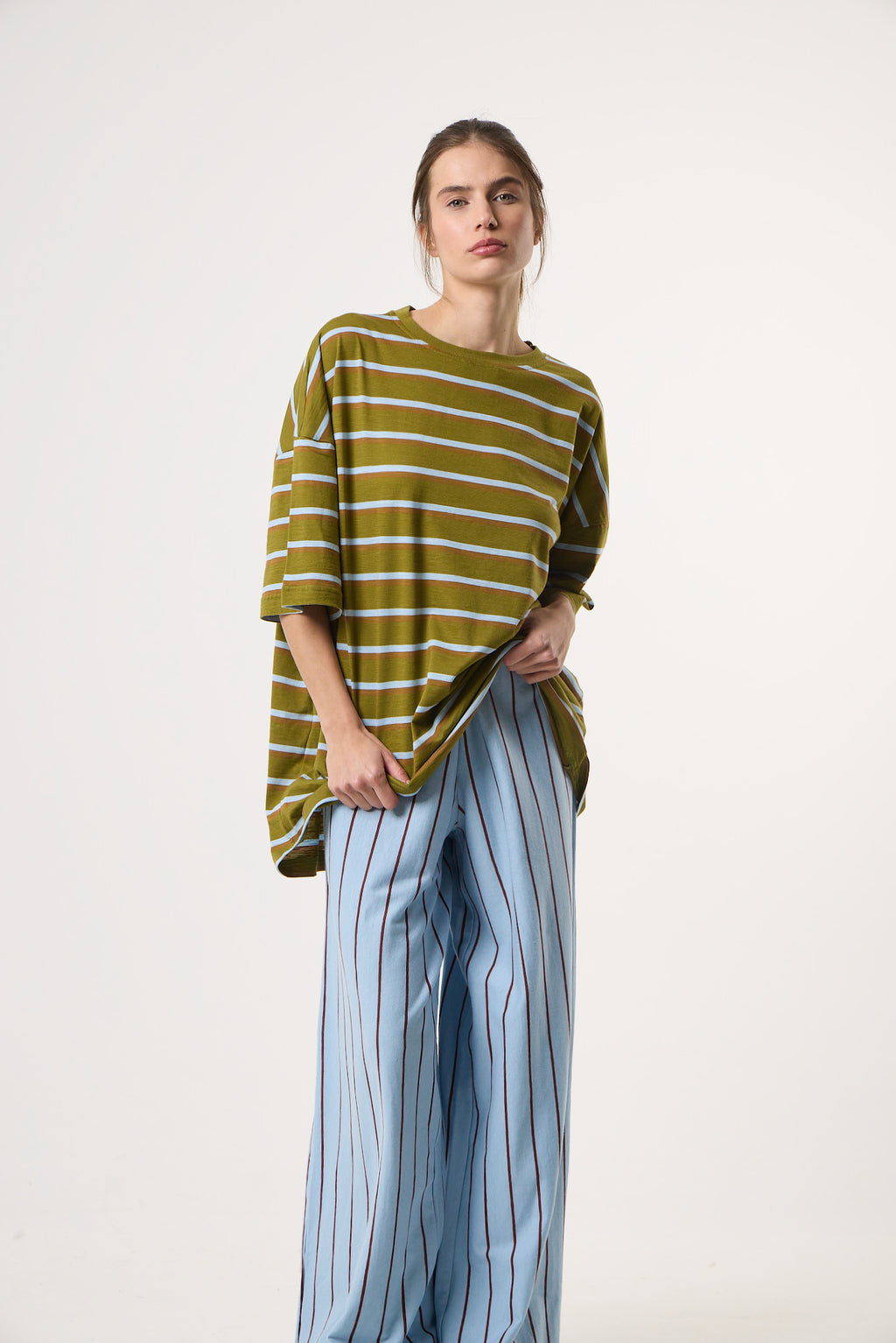 Αθλητικό T-shirt Loose Fit | Λαδί