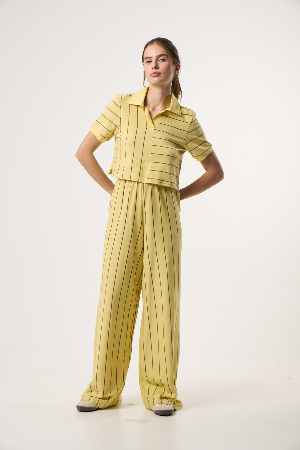 Παντελόνι φόρμας Daily Stripes | Butter Yellow