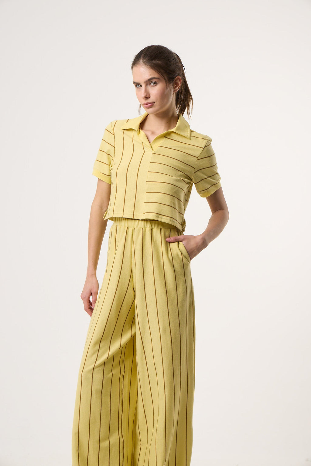 Top με Πόλο γιακά Daily Stripes | Butter Yellow