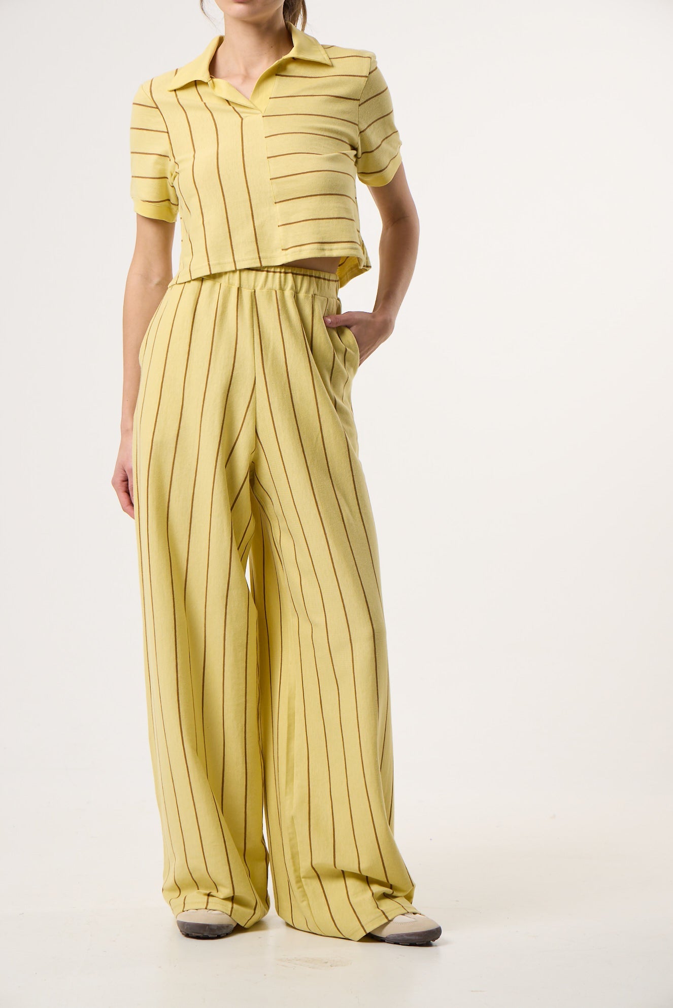 Παντελόνι φόρμας Daily Stripes | Butter Yellow