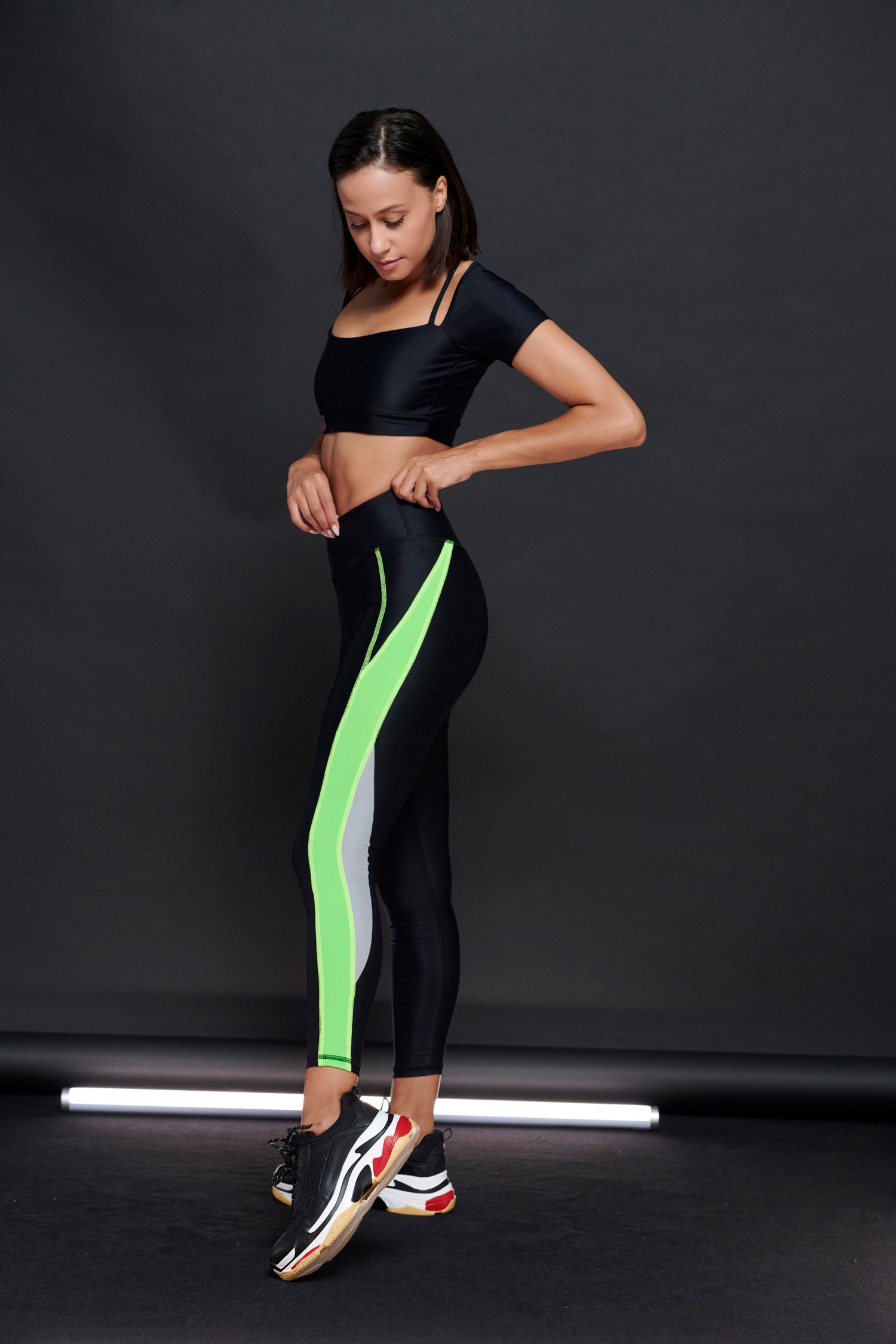 Leggings with reflective pannels black