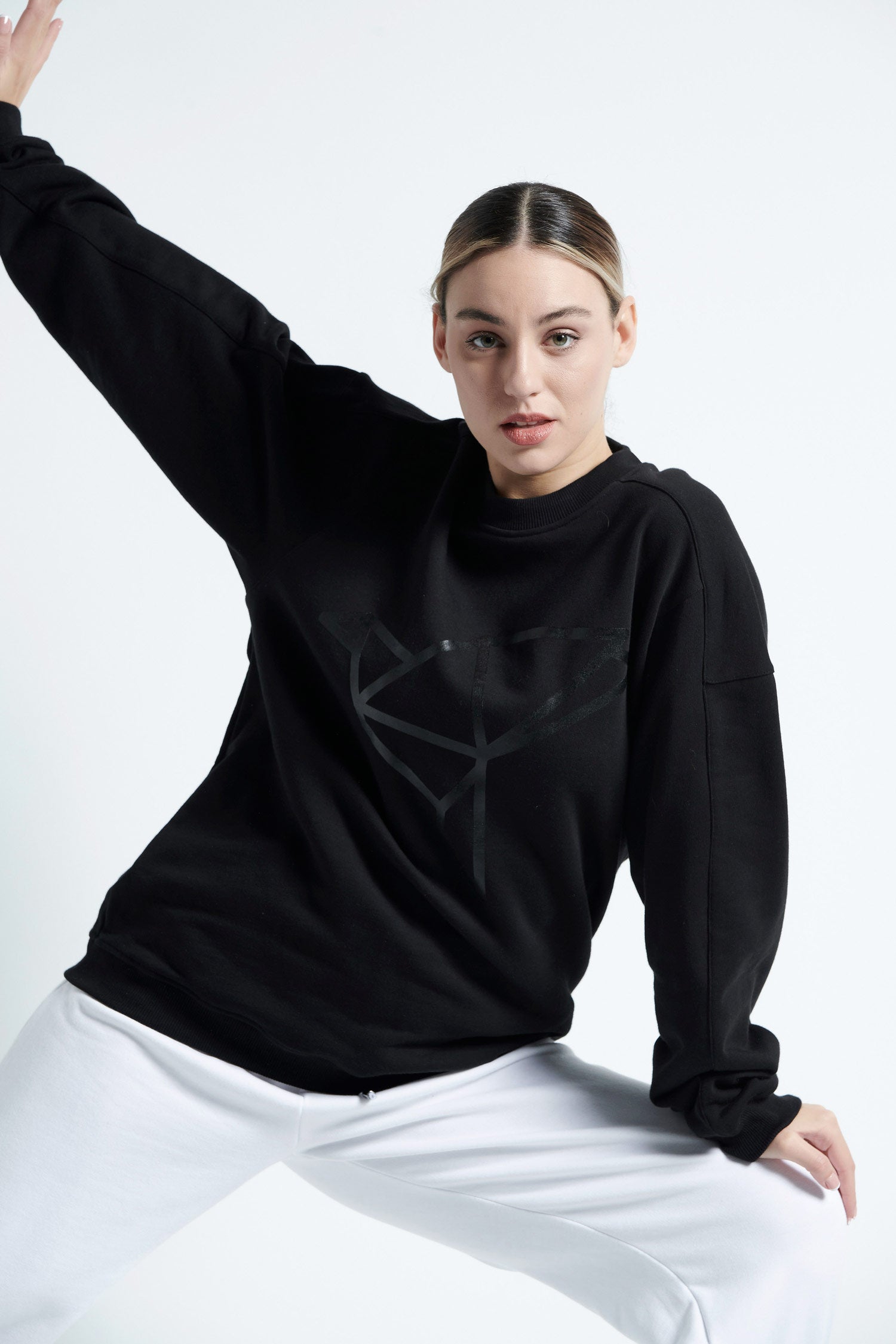 Sweater with front print - Black