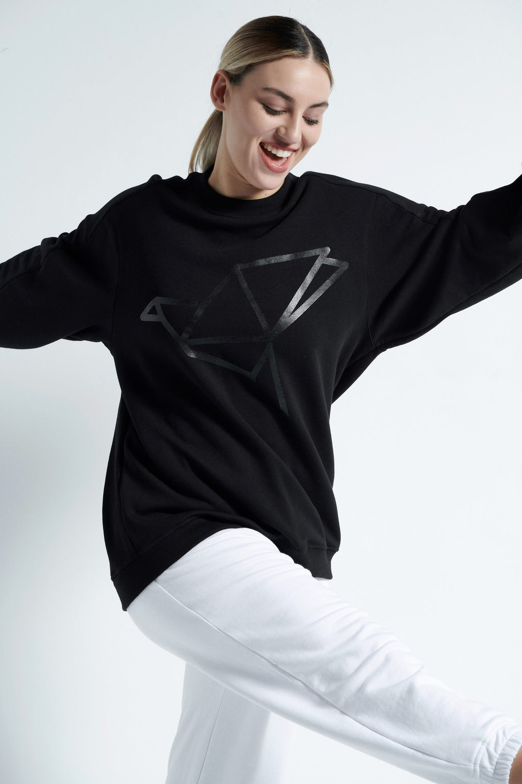 Sweater with front print - Black