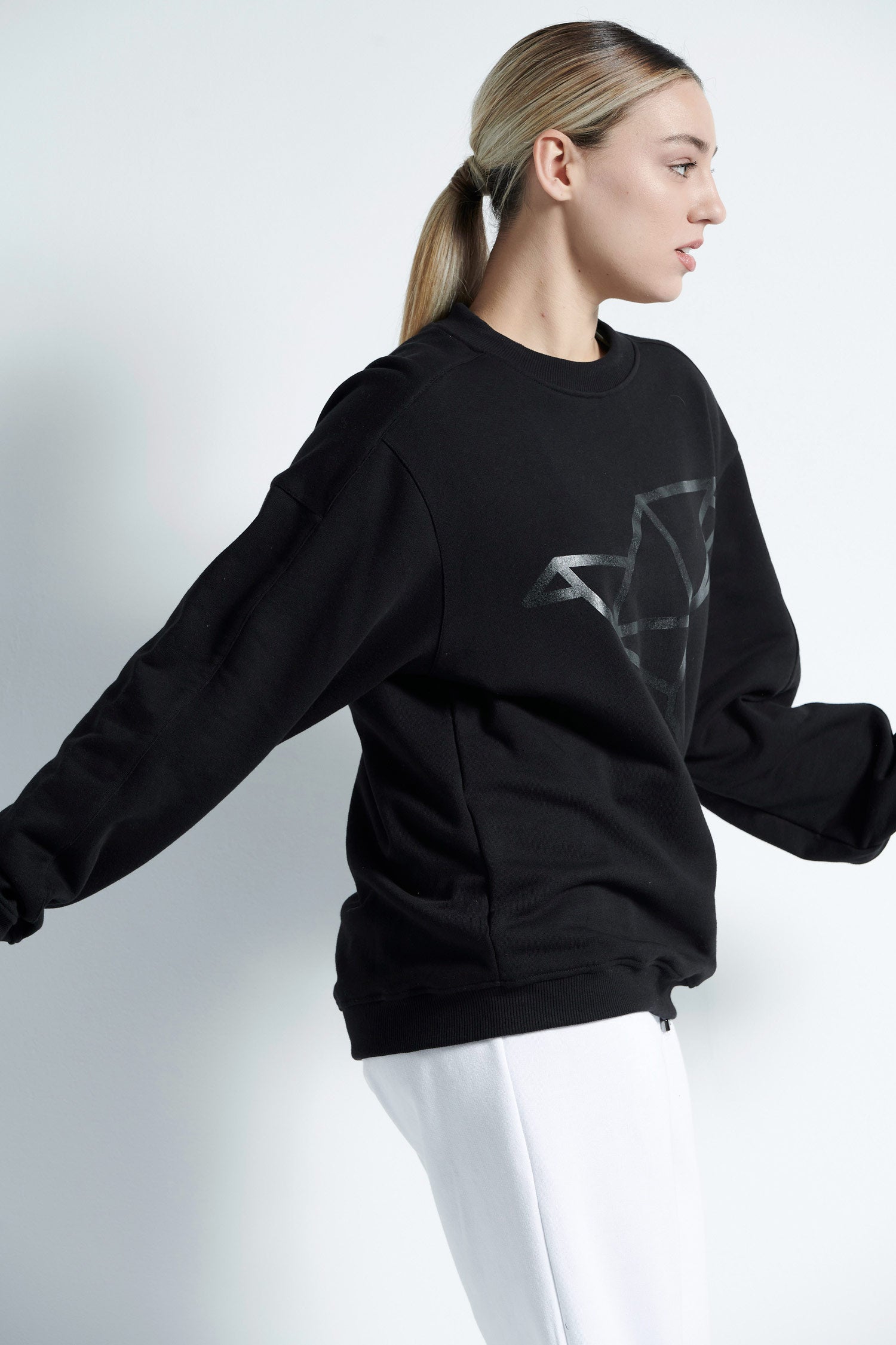 Sweater with front print - Black