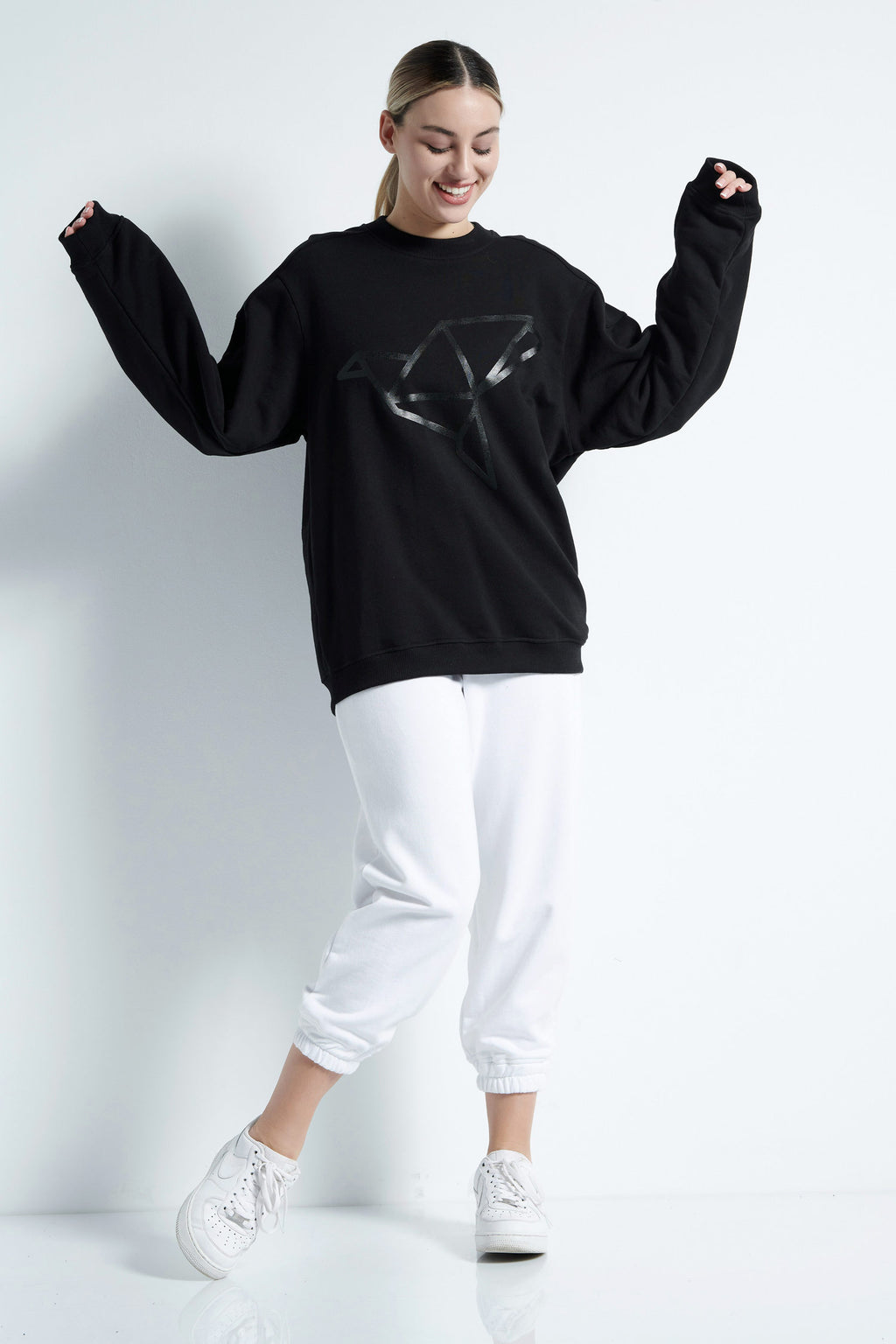 Sweater with front print - Black