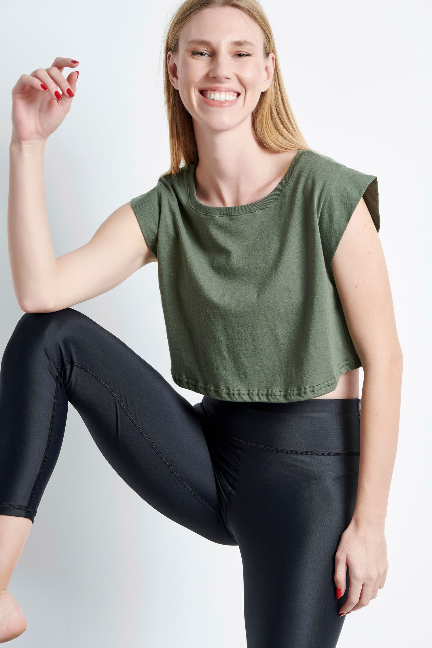 Cropped T-shirt - Khaki
