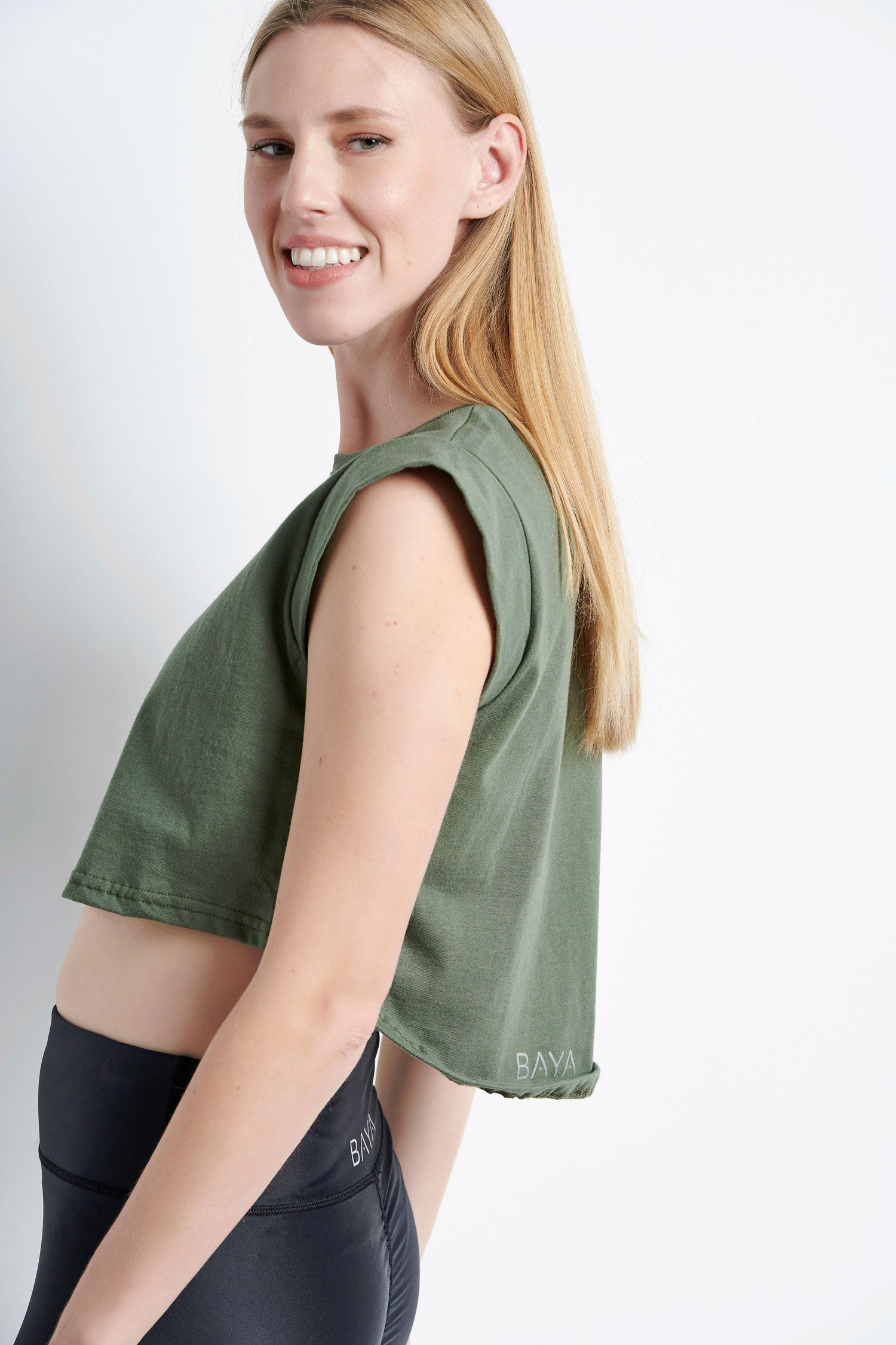 Cropped T-shirt - Khaki