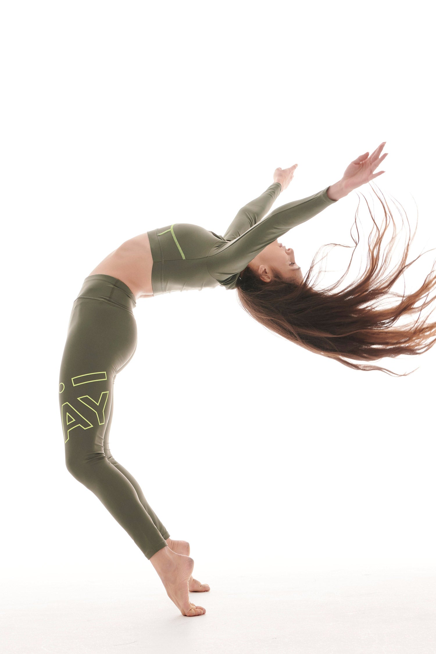 RECYCLED LEGGINGS WITH SIDE LOGO KHAKI