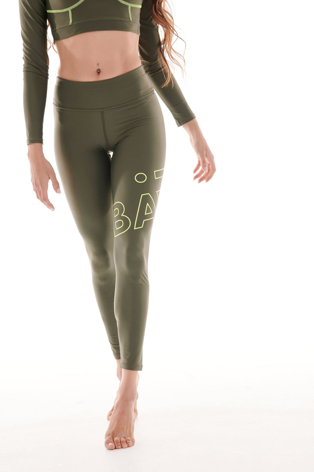 RECYCLED LEGGINGS WITH SIDE LOGO KHAKI
