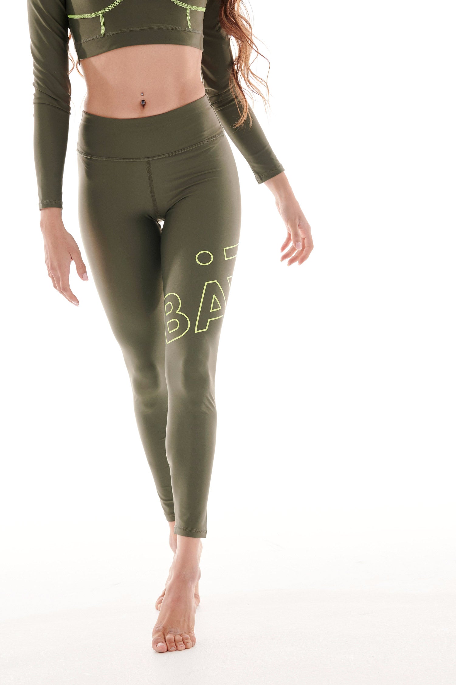 RECYCLED LEGGINGS WITH SIDE LOGO KHAKI