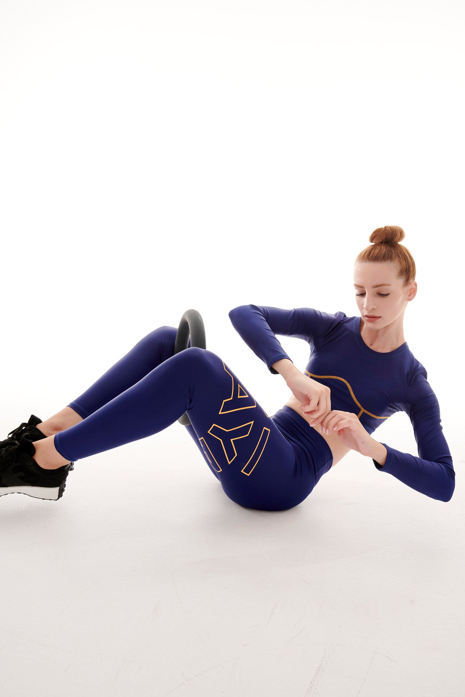 RECYCLED LEGGINGS WITH SIDE LOGO BLUE
