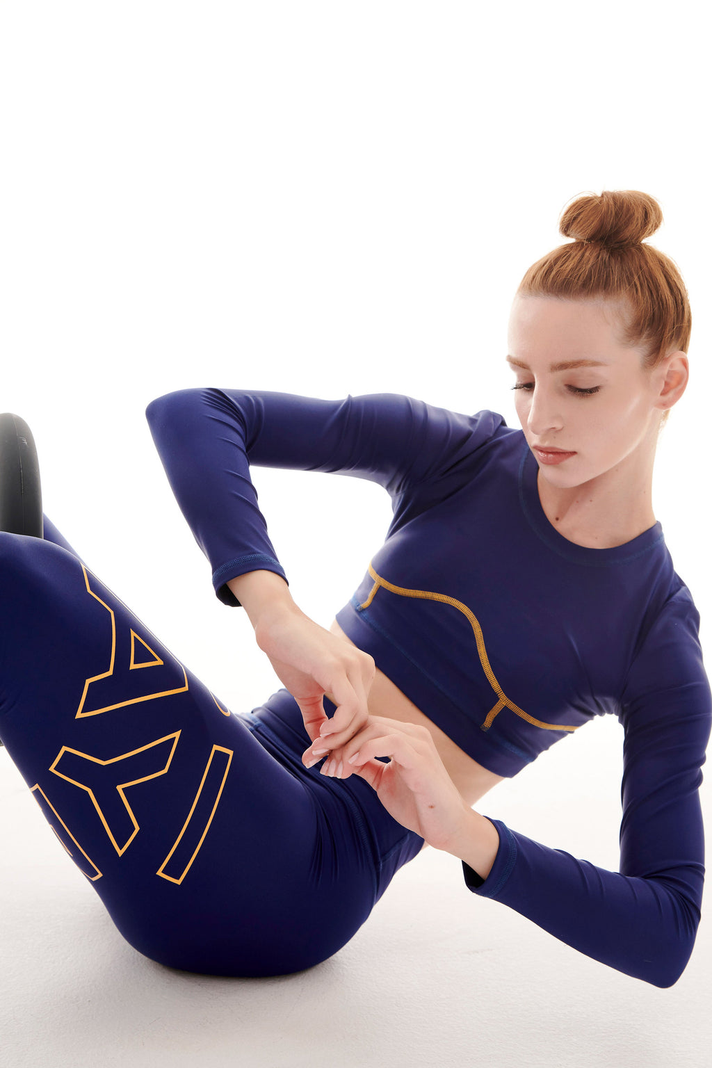 RECYCLED LEGGINGS WITH SIDE LOGO BLUE