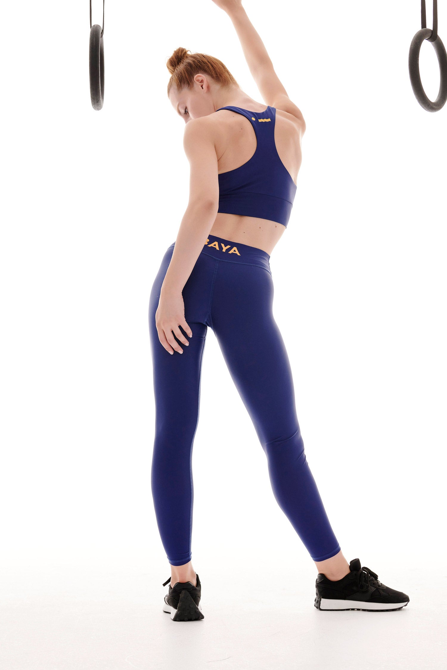 RECYCLED LEGGINGS WITH VERTICAL LOGO BLUE
