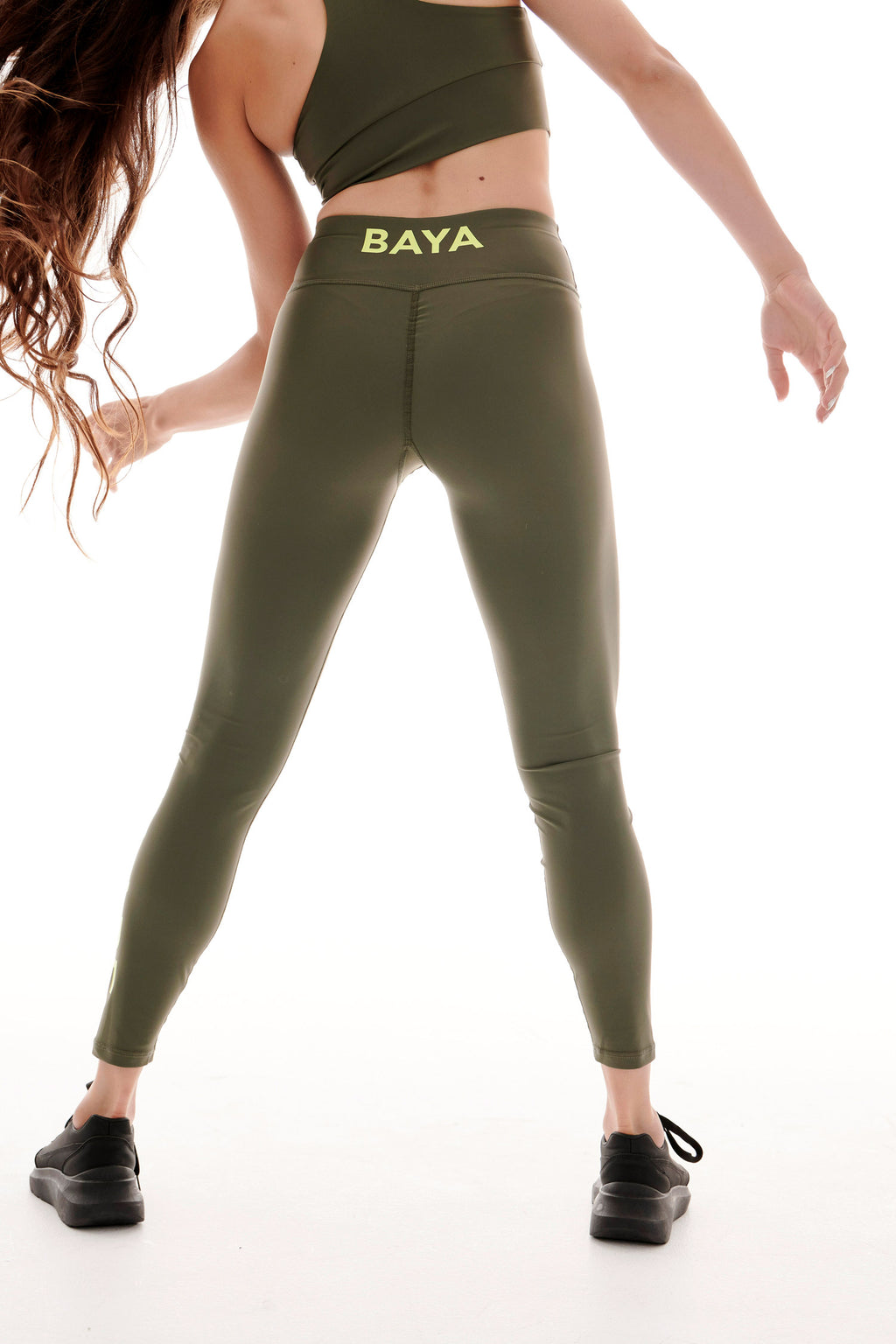 RECYCLED LEGGINGS WITH VERTICAL LOGO KHAKI