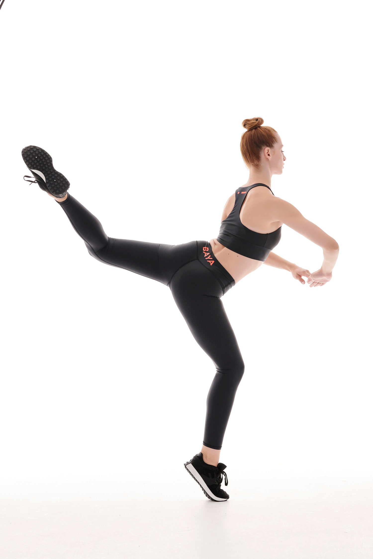 RECYCLED LEGGINGS WITH VERTICAL LOGO BLACK