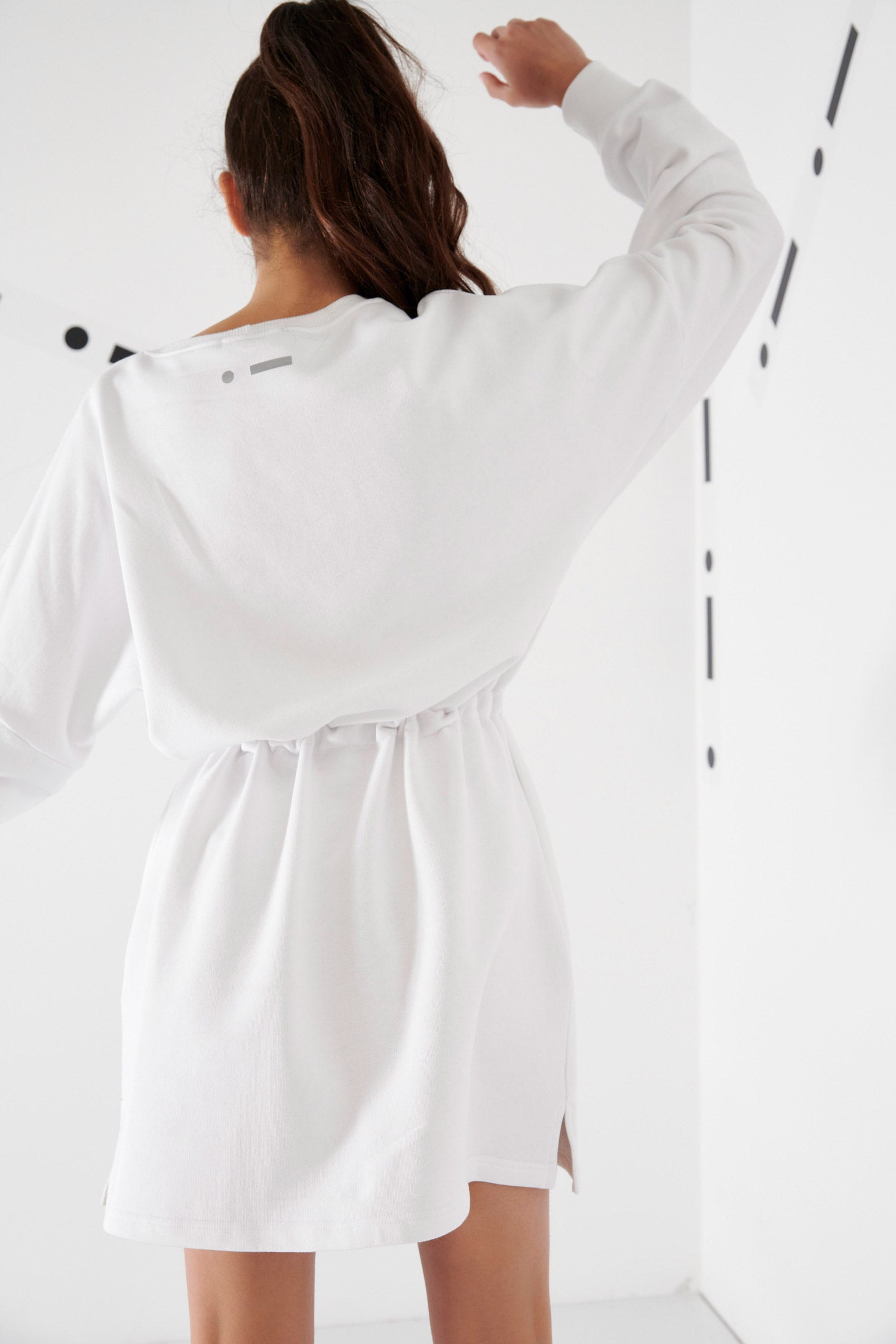SWEATSHIRT DRESS - WHITE