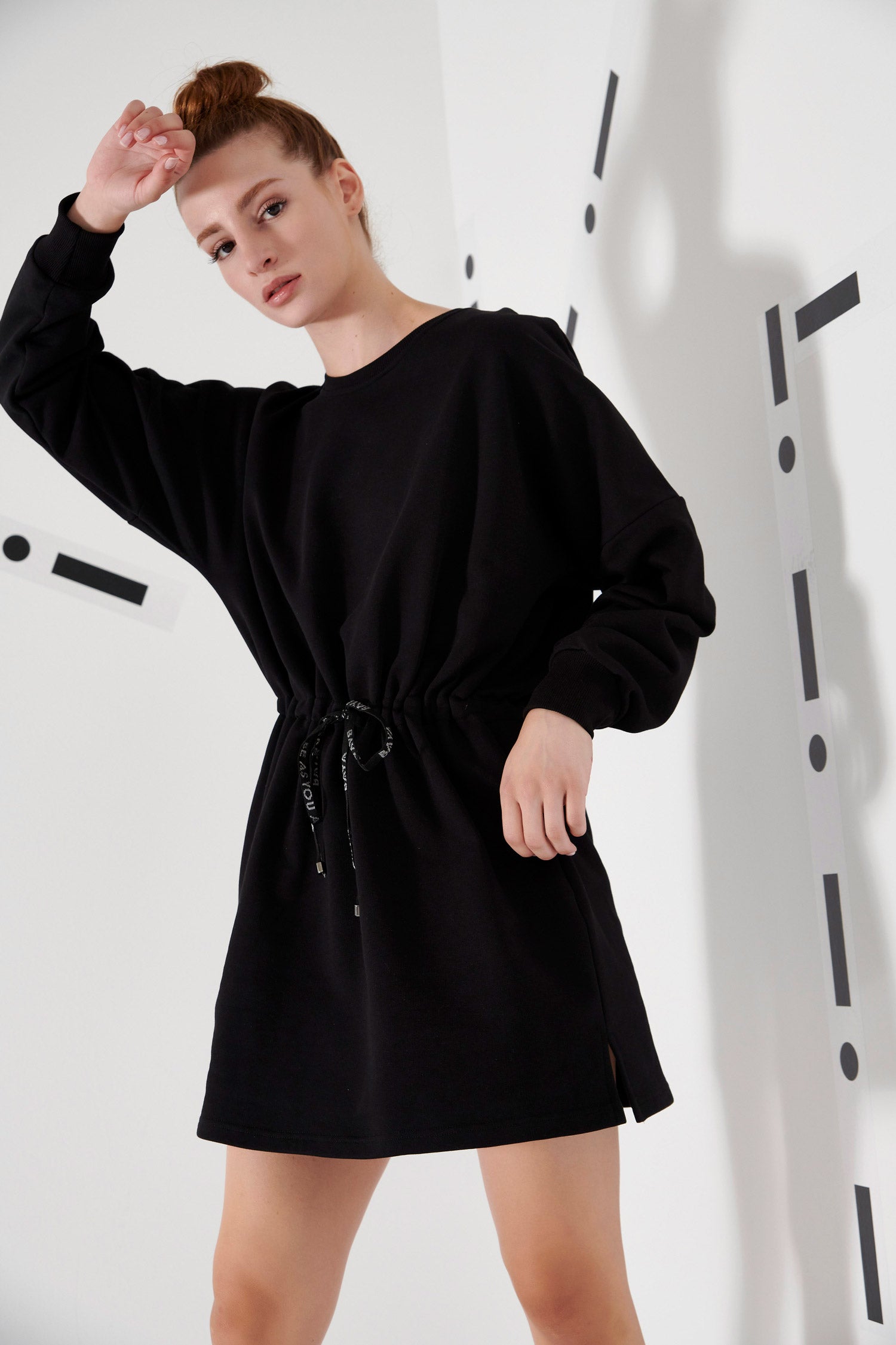 SWEATSHIRT DRESS - BLACK