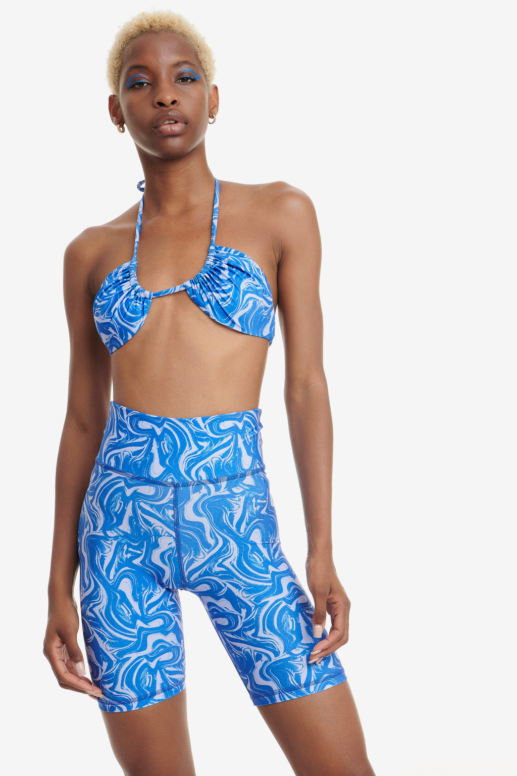Biker Shorts Marble Blue