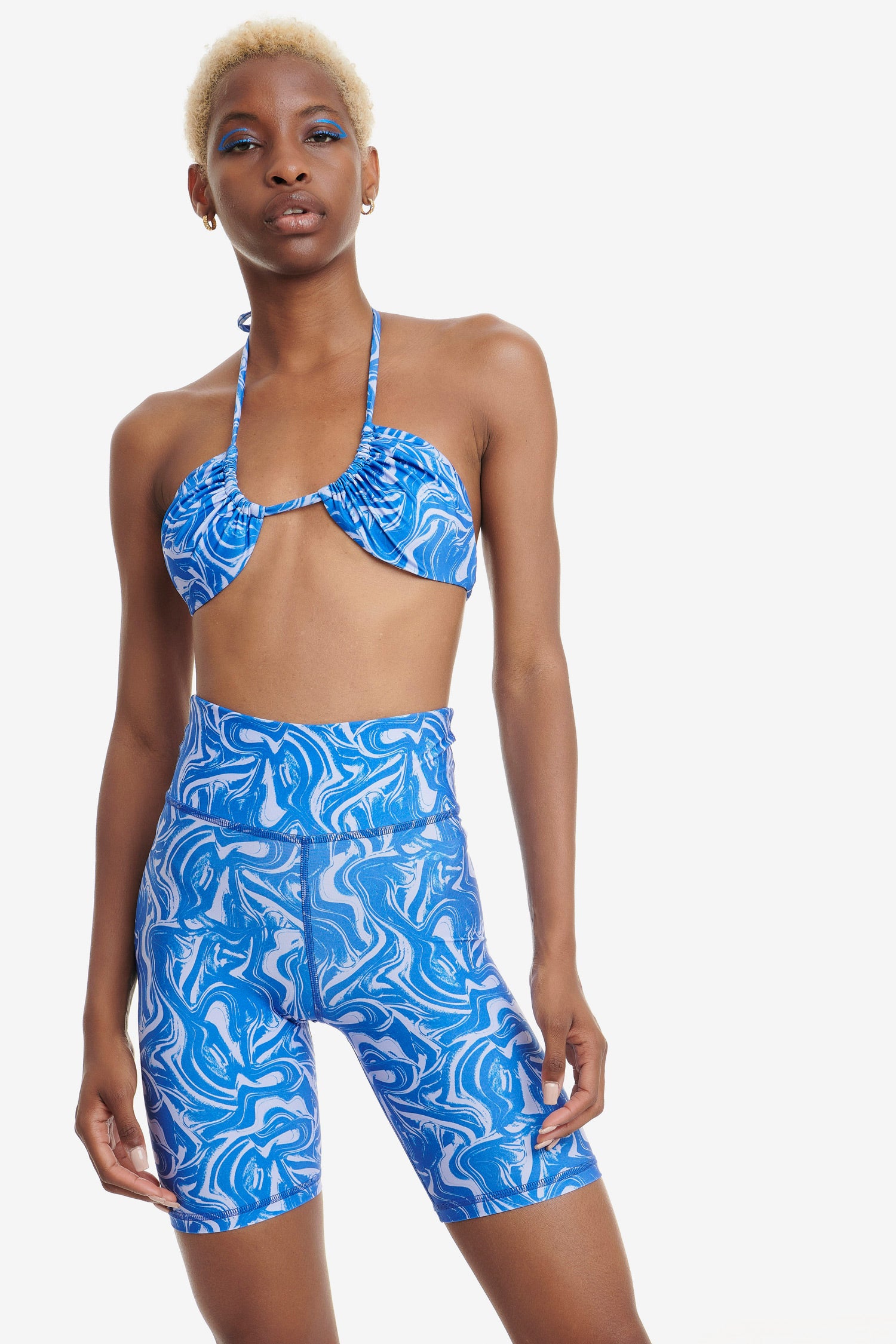 Biker Shorts Marble Blue