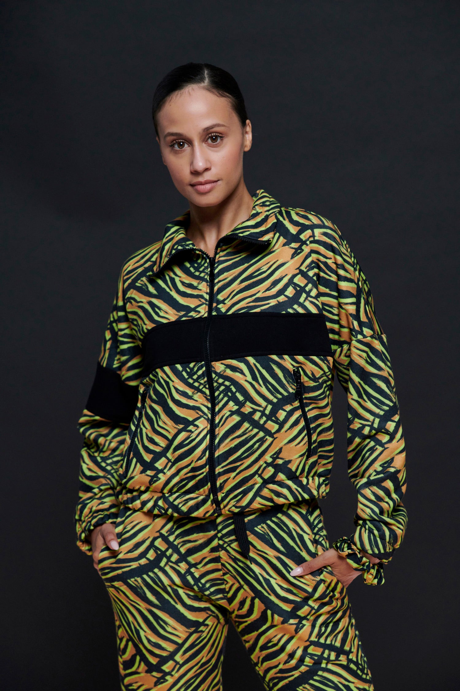 Ζακέτα φούτερ σε jungle print | Κίτρινο