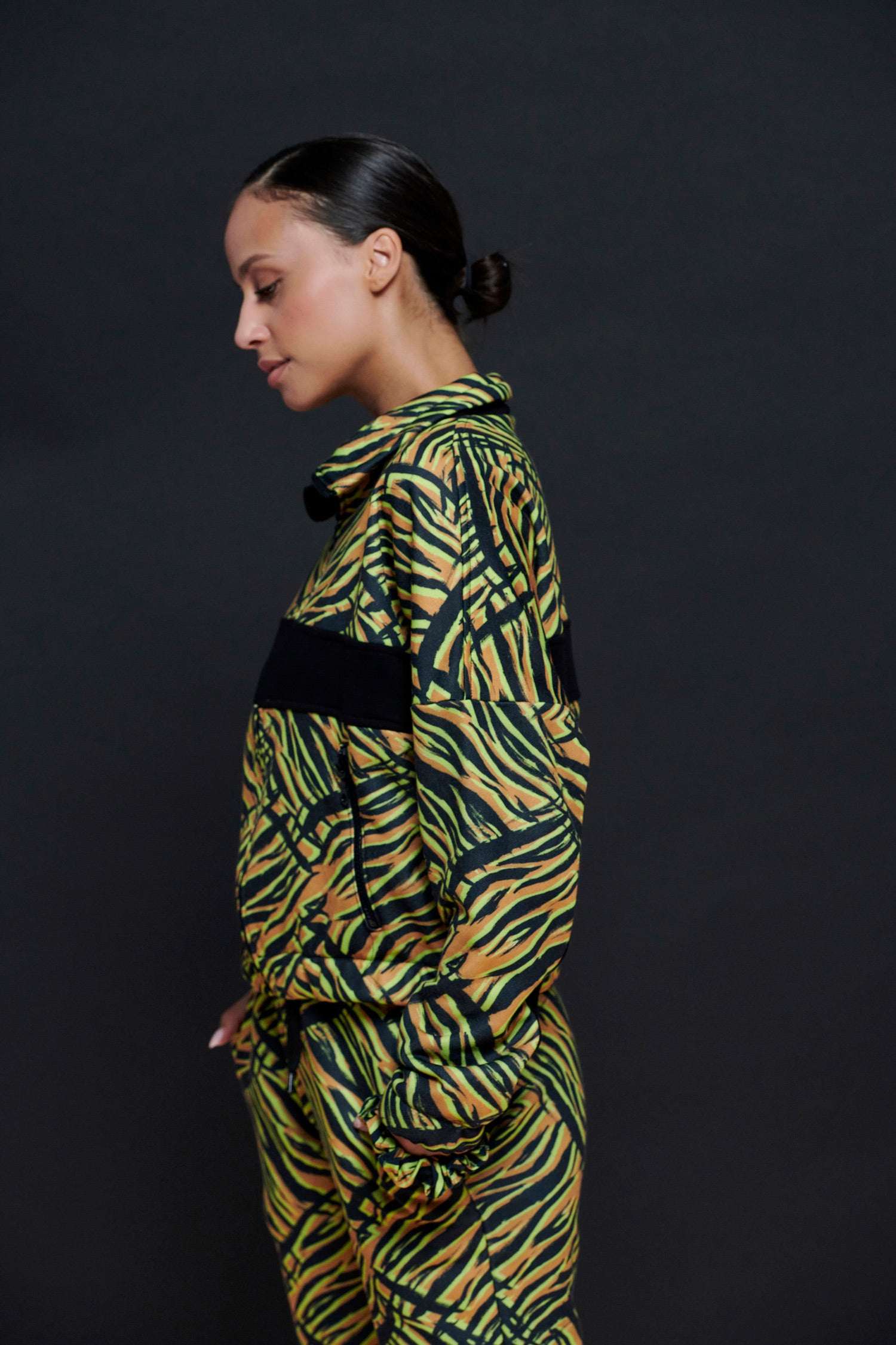 Ζακέτα φούτερ σε jungle print | Κίτρινο