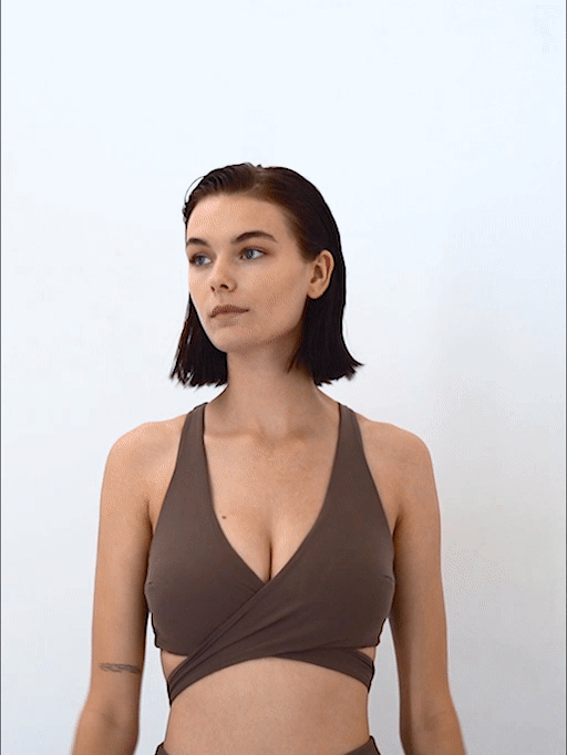 WRAP-AROUND SPORTS BRA BROWN